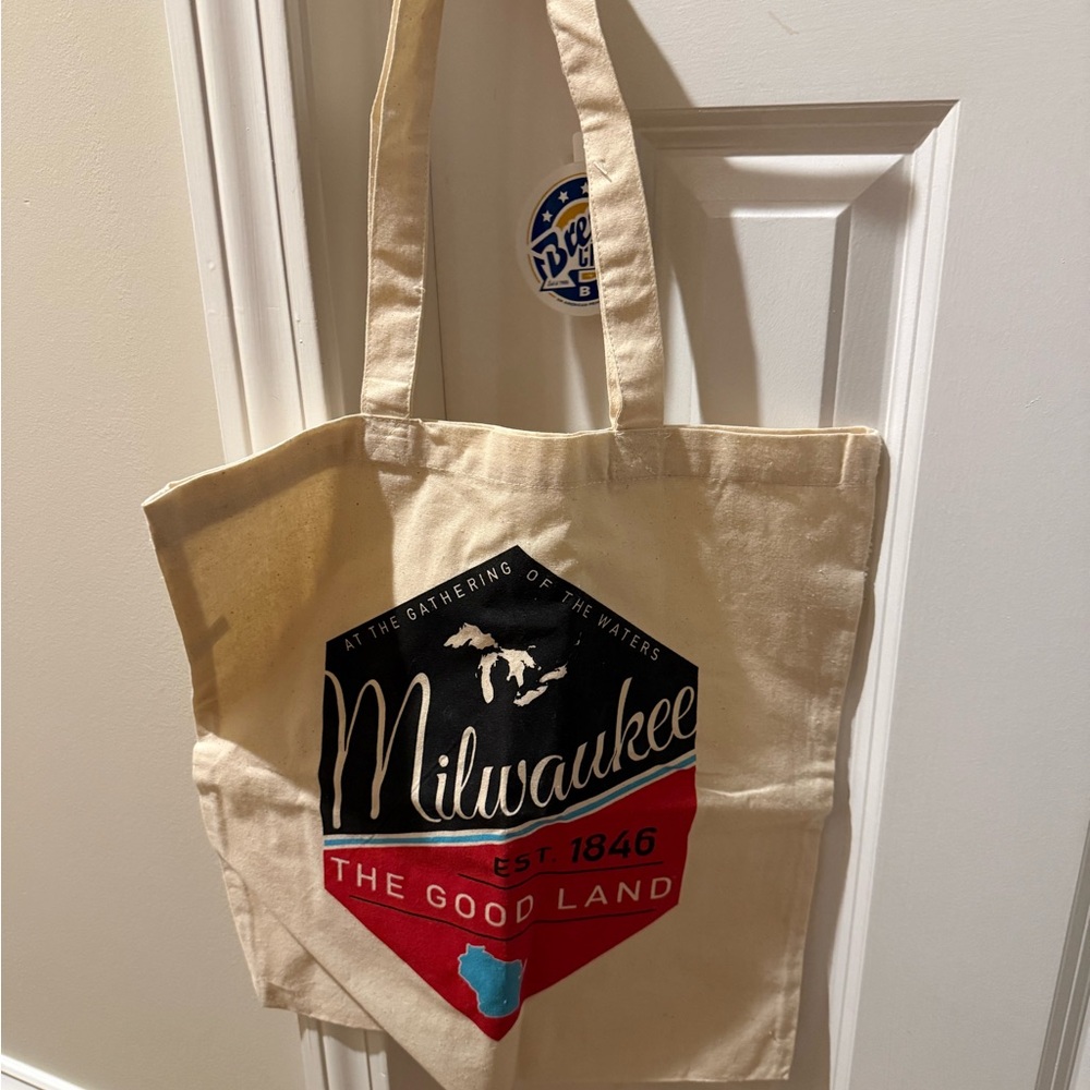 Milwaukee Canvas Tote Bag and Glass